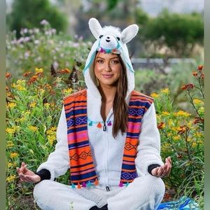 Tipsy Elves Llama Halloween Costume Extra Large Jumpsuit White Faux Sherpa